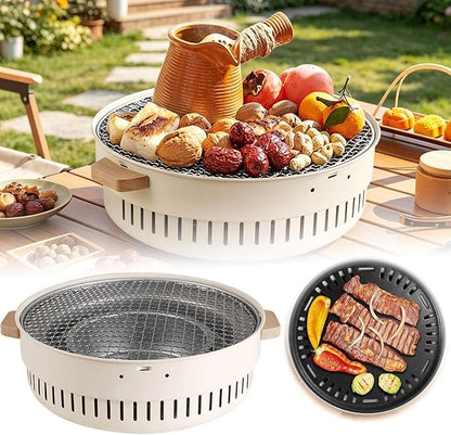 Portable BBQ Charcoal Grill, Stainless Steel Tabletop Smoker, Compact Grill with Multiple Vents, Easy-Clean, for Outdoor Indoor Picnic Garden Camping Travel RV