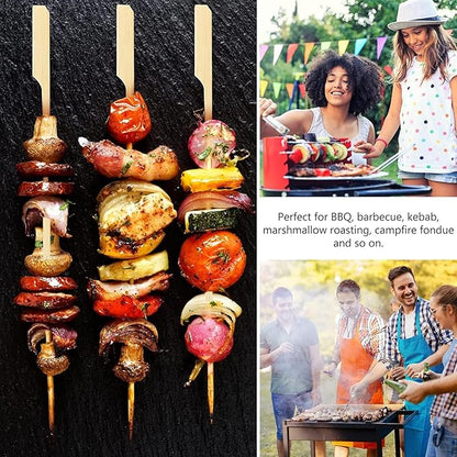 Bamboo Skewers, 200 PCS, 10 Inch, Premium Quality Craft, Paddle Design, Perfect for Cocktail Toothpicks, Kebabs, Grills, BBQ, Sandwiches, Fruits, Great Value Set