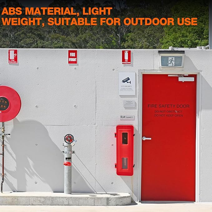 DoubleFill 2 Pcs 10 lb 20lb Fire Extinguisher Cabinet Box with Internal Rope Fastening and External Latch Sturdy Plastic Holder Case Vandal-Resistant Weatherproof Protect Outdoor (33 x 12 x 10 in)