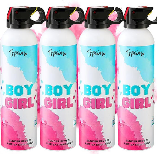 Gender Reveal Fire Extinguisher Set for Newborn Baby, 4Pcs Pink Gender Reveal Smoke Bombs, 100% Biodegradable Color Blaster for Cool Gender Reveal Ideas, Confetti Power Cannon Shooter Party Supplies