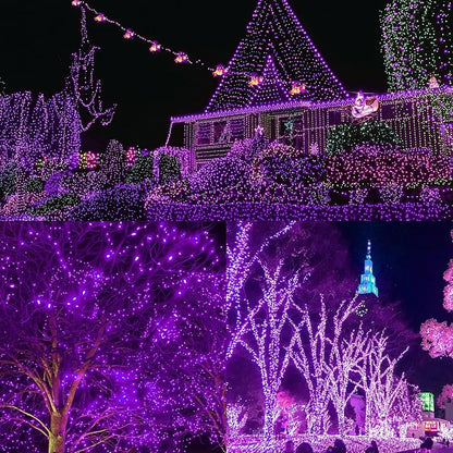 WATERGLIDE 1000 LED Halloween String Lights, 328 FT Green Wire LED Decorative Fairy Lights with Remote & 8 Modes, Waterproof for Indoor Outdoor Xmas Holiday Party Garden Wedding Home Decor, Purple