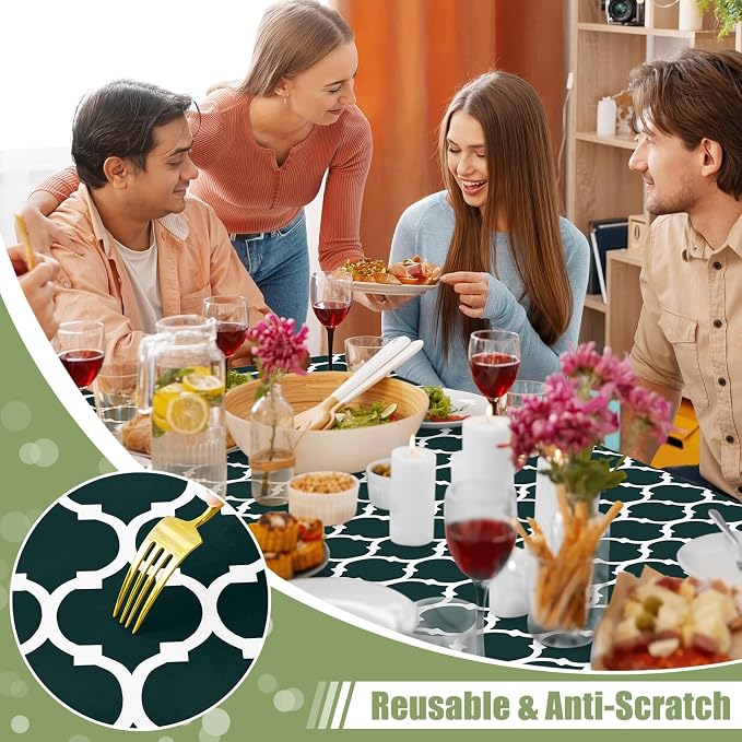 Smiry Picnic Fitted Table Cover, 4 Foot Flannel Backed Vinyl Tablecloth | Waterproof Elastic Stretch Table Cloth, Wipeable Plastic Tablecloth for Camping, Indoor & Outdoor (Hunter Green, 30" x 48")