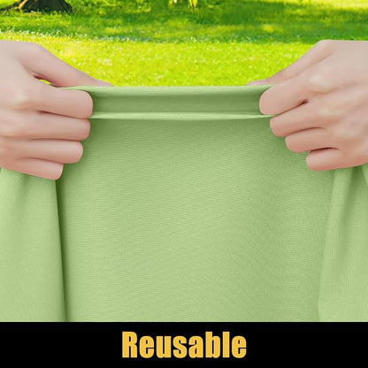 Smiry Rectangle Picnic Table Cloth, Waterproof Elastic Fitted Tablecloths for 8 Foot Tables, Washable Polyester Table Cover for Camping, Indoor and Outdoor (Sage Green, 30"x96")