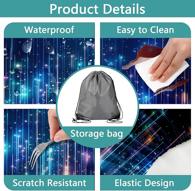 Piano Keyboard Picnic Table Cover with Bench Covers, Camping Essentials, Music Themed Waterproof Windproof, Fitted Tablecloth Cover with Elastic Edge, for Outdoor, Garden, 3 PCS, 30x60 Inch