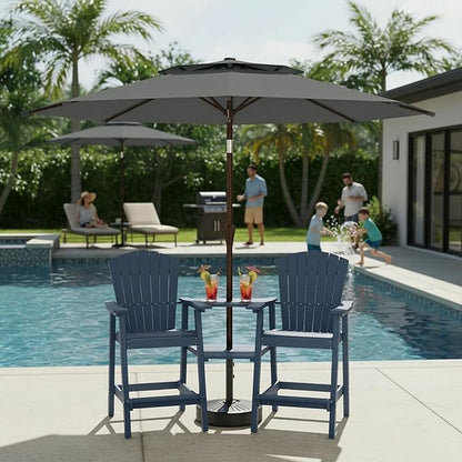 Outdoor Patio Umbrella, 2 Tiers Market Table Umbrella with 8 Sturdy Ribs, Push Button Tilt and Crank, UPF50+ UV Protection for Deck, Pool, Garden and Backyard
