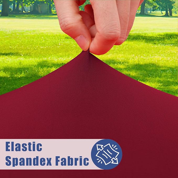Moosfor 2 Pack Rectangle Spandex Fitted Table Cloth, 6FT Elastic Tablecloth | Washable Picnic Table Cover, Stretch Waterproof Table cloths for Party, Patio, Dining, Kitchen, 30" x 72", Wine Red