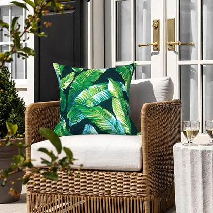 LVTXIII 2 Pack Outdoor Pillow Covers ONLY 18x18 Inch, Water-Repellent Square Decorative Cushion Covers for Patio Furniture, Garden, Sofa, Hanalei Lagoon