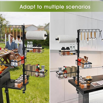 Griddle Caddy for Blackstone Griddle Accessories - BBQ Organizer Rack with Adjustable Holder,10-in-1 Grill Caddy for Outdoor Grill, Camping, Kitchen, for Men & Dad | 10-in-1