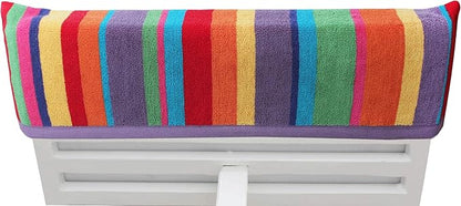 COTTON CRAFT Pool Lounge Chair Cover - 2 Pack Summer of Siam Dobby Terry Towel Chaise Lounge Cover - Soft 100% Cotton Beach Chair Cover - Oversized 32 in W x 82 in L x 7 in Pocket – Multi Color Stripe