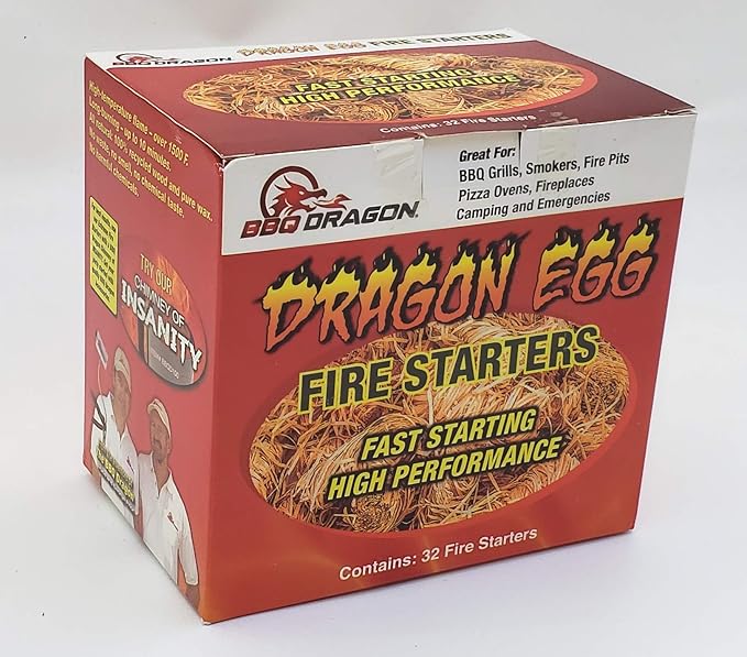BBQ Dragon Egg Fire Starter-32 Pack Fire Starters for Fireplace-Ultra Fast, Long Lasting Charcoal Starter-Waterproof, Natural Fire Starters for Wood Stove, Campfire, Fire Pit, Charcoal Grill, Fatwood