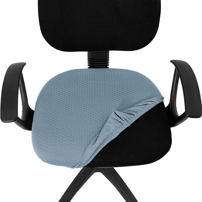 Smiry Office Computer Chair Seat Covers for Desk, Anti-dust Protector | Stretch Jacquard Removable Washable Desk Chair Seat Cushion Protectors, Airy Blue