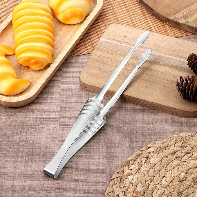 10.8" Metal Food Tong with Non-Slip Comfort Grip Korean and Japanese BBQ Tongs Stainless Steel Kitchen Tongs Serving Tong for Cooking for Serving Food Salad Camping Barbecue