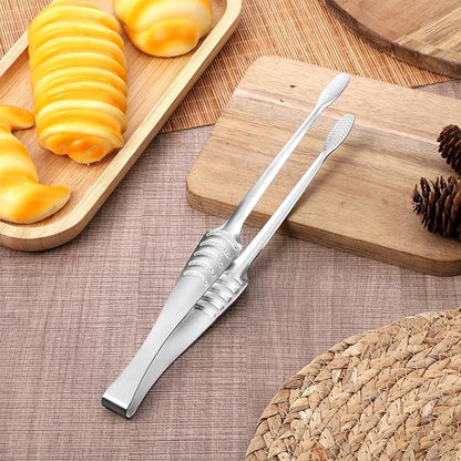 10.8" Metal Food Tong with Non-Slip Comfort Grip Korean and Japanese BBQ Tongs Stainless Steel Kitchen Tongs Serving Tong for Cooking for Serving Food Salad Camping Barbecue