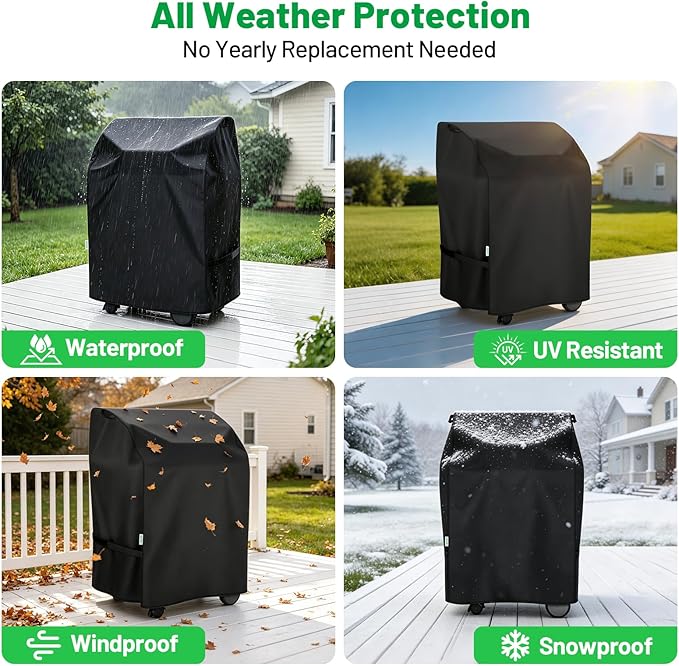 32 Inch Grill Cover, Heavy Duty BBQ Gas Grill Cover for Outdoor, All Weather Waterproof UV Protection, Fits 2 Burner Grills with Folded Shelves, Fits Weber, Nexgrill, Char-Broil