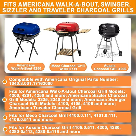 Ash Pan for Americana Grill Parts 4200 4201 Outdoor Charcoal Tray Replacement for Americana Walk-A-Bout, Swinger, Sizzler, Aussie, and Traveler Charcoal Grills Ash Tray 1040.8.001, 14.37" x 14.37",1PC