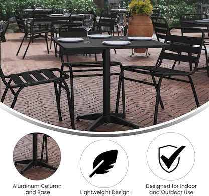 Flash Furniture Mellie 31.5'' Square Aluminum Indoor-Outdoor Table with Base, Black