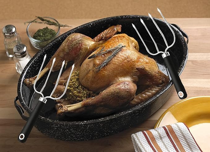 Turkey Lifter Forks Set of 2 Stainless Steel Turkey Lifters with Non-Slip Handle Turkey and Poultry Lifters Turkey Claws Carving Fork