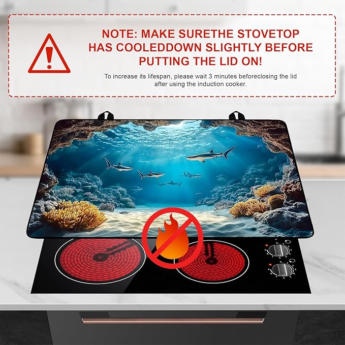 Underwater World Stove Top Cover Retro Flower Gas Stove Top Cover for Home Decoration Kitchen Pad Non-Stick Washable Cooktop Covers Countertop Protector Keep Stove Clean 28"x20"