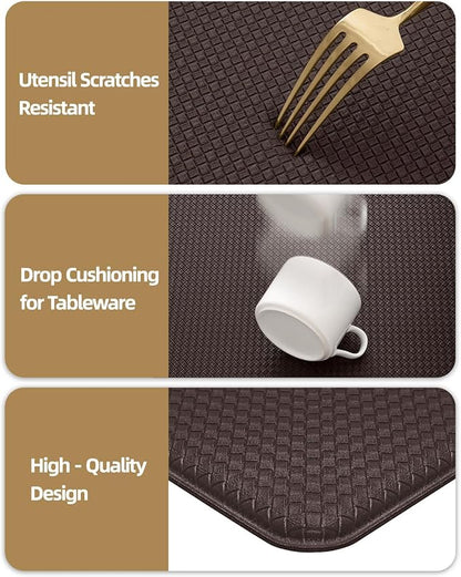 Color&Geometry Anti Fatigue Cushion Kitchen Mat for Floor -24"x59",Wide,Easy Clean, Water & Oil Proof, Anti Slip, Foam Rubber Runner Rug for Front Sink Comfort Standing,Brown