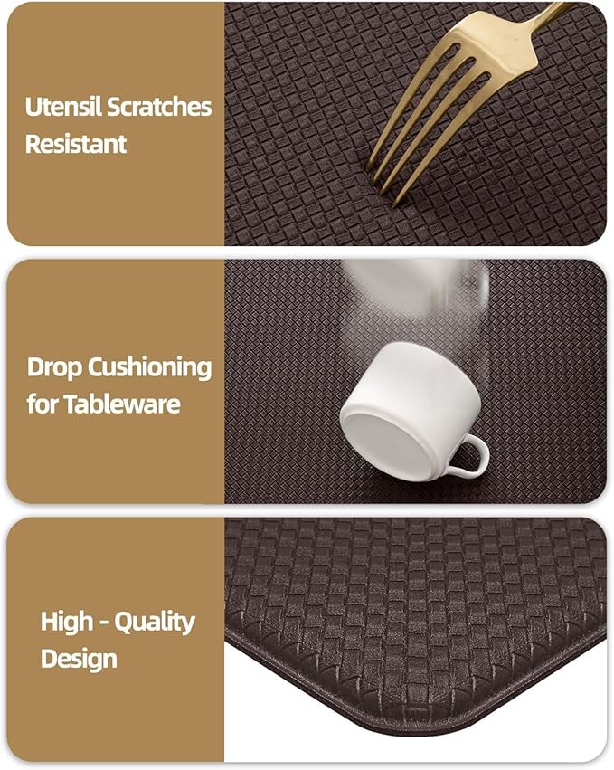 Color&Geometry Anti Fatigue Cushion Kitchen Mat for Floor -24"x94",Wide,Easy Clean, Water & Oil Proof, Anti Slip, Foam Rubber Runner Rug for Front Sink Comfort Standing,Brown