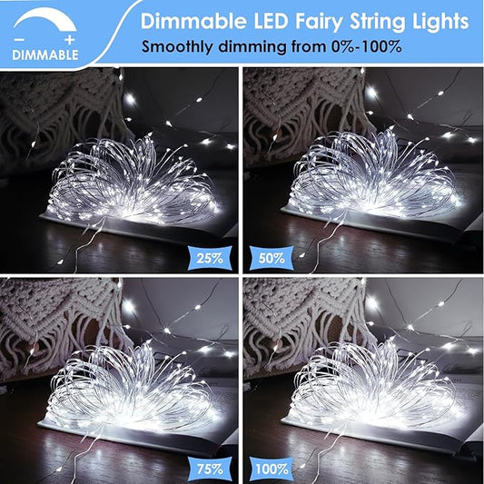 Mlambert 6 Pack 33FT Fairy Lights Battery Operated with Remote and Timer, Waterproof Dimmable 8 Modes Lights for Classroom Backyard Party-Cool White