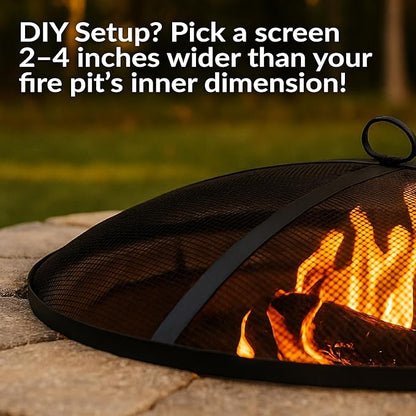 Sunnydaze Heavy-Duty Steel Mesh Fire Pit Screen - Fire Pit Spark Screen with Handle - 30-Inch Diameter