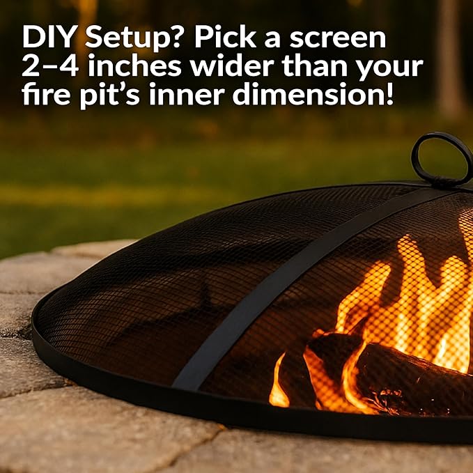 Sunnydaze Heavy-Duty Steel Mesh Fire Pit Screen - Fire Pit Spark Screen with Handle - 36-Inch Diameter