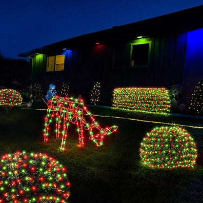 WBao Christmas Net Lights, 360LED 11.5ft x 6.9ft Christmas Lights with 8 Modes, Timer, End to End Connectable, Waterproof Design for Lawn, Bushes, Trees Outdoor Xmas Decorations, Red Green