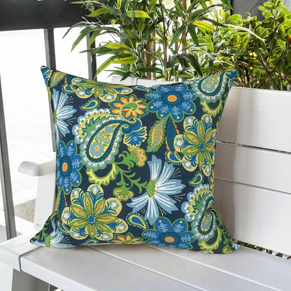 LVTXIII Outdoor Pillow Covers 20x20 Inch, 2 Pack Large Square Throw Pillow Cases, Fade-Resistant Cushion Covers for Patio Furniture Sofa, Garden Porch, Bohemian Azure