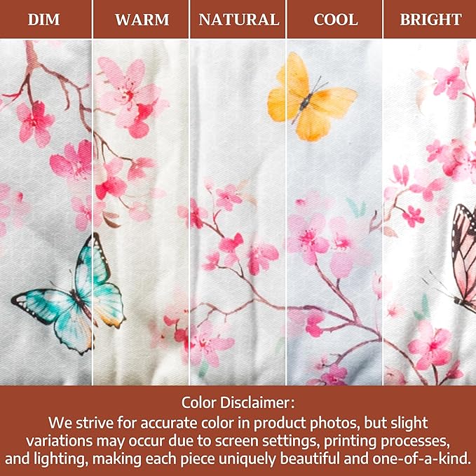 Maison d' Hermine Double Oven Mitts 100% Cotton 7"x35" Double Oven Mitt Heat Resistant BBQ Cooking Gloves with Loop Baking Grilling Kitchen Hotel Home Farmhouse Spring Summer (Blossoms in Spring)