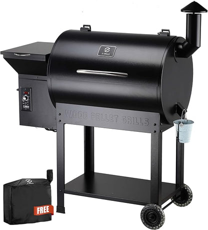 Z GRILLS 2026 Upgrade 8-in-1 BBQ Pellet Grill & Smoker, 697 sq in Cooking Area, PID Auto Temperature Control, 28 lbs Hopper Capacity, Outdoor Grill, Black (Grill Cover Included)