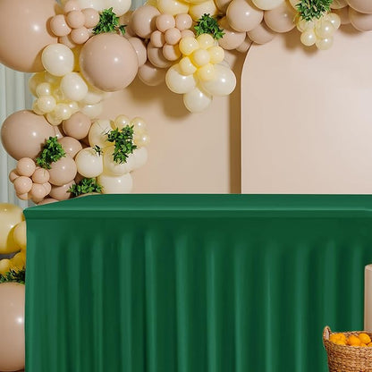 4 Pack Spandex Table Skirts 8ft,Hunter Green for Christmas Decor | Ruffle Design, Elastic Table Covers, Holiday Essentials, Table Cloths For 8 Foot Rectangle Table,Wrinkle Resistant