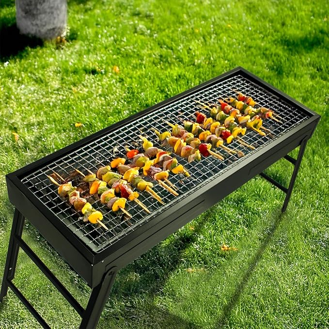 Portable Stainless Steel Grill, Home Charcoal Grill and Outdoor Folding Grill, Perfect for Traveling, Outdoor Cooking and BBQ, Camping, Picnics.