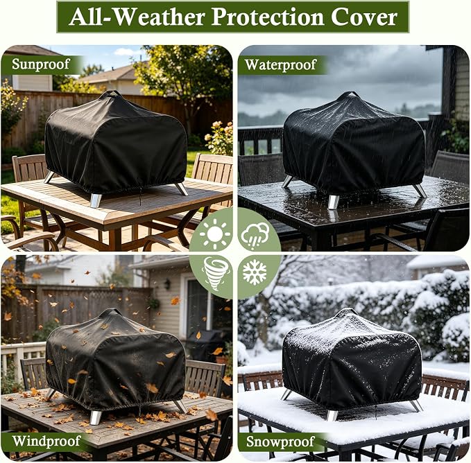 Outdoor Cover for WOOCIT 12" Multi-Fuel Pizza Oven | Waterproof Cover for WOOCIT Wood Fire & Propane Pizza Oven, Heavy Duty Protective Covers - 26 x 15 x 10 Inch