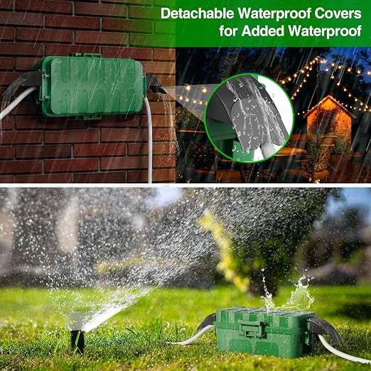 Flemoon IP55 Small Outdoor Electrical Box Waterproof, for Power Strip | Inner 5.9 x 3.2 x 1.8inch, Extension Cord Cover with Detachable Awning Covers for Plug, Outlet, Holiday Lights, Green