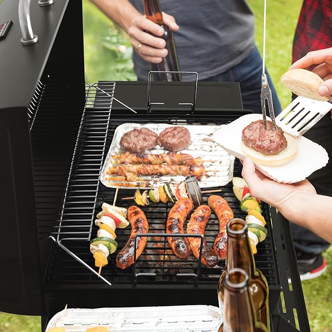 30-Inch Charcoal Grill with Side Table and Front Storage Basket, Outdoor Cooking Grill with 627 sq.in. Cooking Space, for Backyard, Patio and BBQ Party, CC-AMZ-1830T, Black