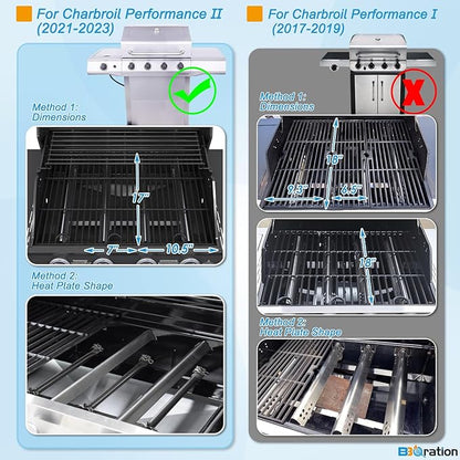 17" Grill Grate and Heat Plate for Charbroil Performance 4-Burner 463352521 | G426-0004-W1 G426-0005-W1 Cooking Grate for Charbroil 463352521 463354021 463365021 463365522, Heavy-duty Cast Iron