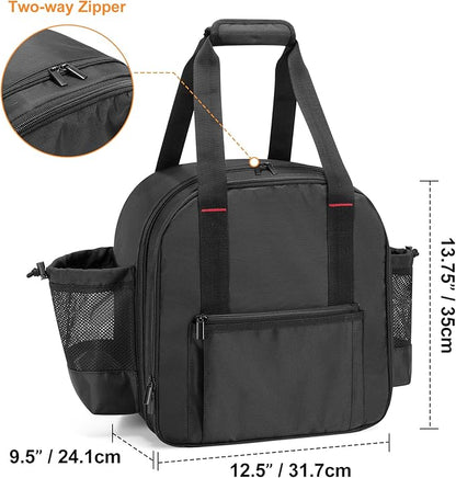 GRAOSO Camping Grill Bag Compatible with Coleman Fold N Go Grill & Stove, Portable Gas Stove Carrying Case with 2 Side Pockets for 1lb Propane Cylinders, and Tools Pockets, Black