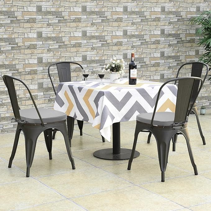 GUEGLSA Outdoor Waterproof Seat Cushions 14x14 inch, Non Slip Metal Chair Pad with Ties, U Shaped Chair Cushion for Kitchen Dining Patio Chair, Set of 2, Grey