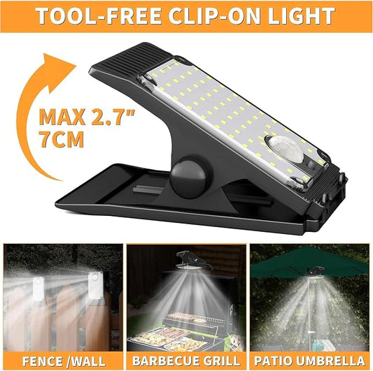 Grill Lights for Outdoor Grill, Super Bright Clip On Solar Light Outdoor 60 LED – Solar Powered Security Lights for Chicken Coop, Chain Link Fence, Garden, Camping, Patio Umbrella, RV (1 Pack)