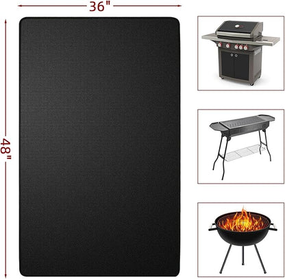 RONGTAI 36" x 48" Heat Resistant Under Grill Mats, Fireproof Waterproof Deck Patio Protector, Reusable Oil-Proof Square BBQ Mat for Outdoor Grill, Stove