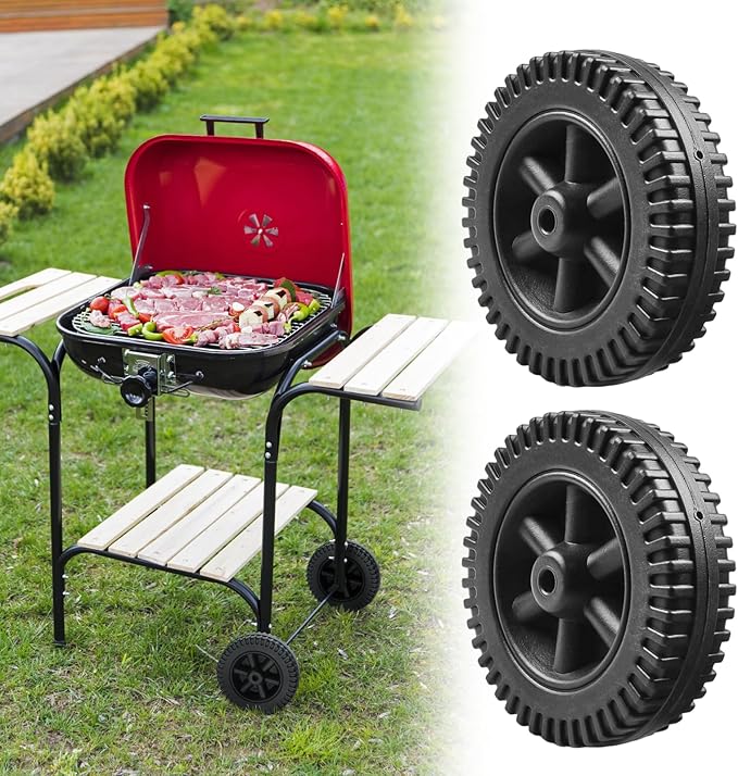 2 Pack Grill Wheels Replacement Parts, BBQ Grill Wheel, Barbecue Grills, Wear-resistant Heat-resistant Grill Caster, Portable BBQ Stand Wheel For Multi-Functional Barbecue Grills (Black)
