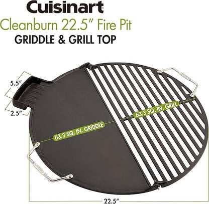 Cuisinart CHA-830 Cleanburn Fire Pit Griddle & Grill Top, Pre-Seasoned Cast Iron