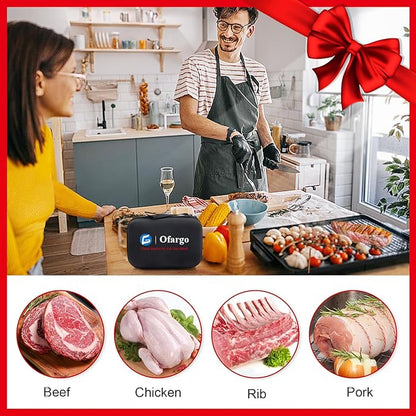 Ofargo Stainless Steel Meat Injector Syringe with 4 Marinade Needles and Travel Case for BBQ Grill Smoker, Father Day Gifts for Dad Husband Men Him