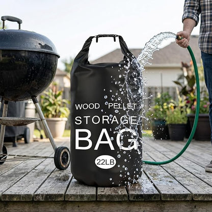 2 Pack 22LB Wood Pellet Storage Containers - Waterproof Pellet Storage Bag with Handles, Charcoal Storage Bin for Grill, Smoker Accessories Organizer for BBQ Pellets Charcoal & Wood Chips