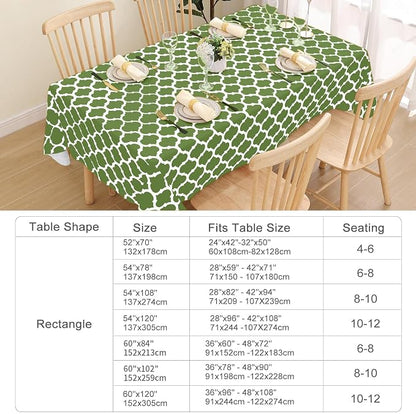 Smiry Square Table Cloth, Waterproof Vinyl Tablecloth with Flannel Backing for Square Tables, Wipeable Spillproof Plastic Tablecloths for Dining, Camping, Indoor and Outdoor (54"x54", Green)