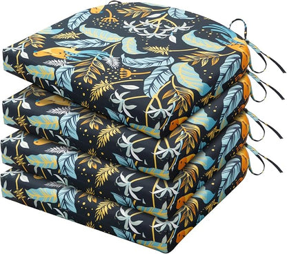HARBOREST Outdoor Chair Cushions Set of 4, Water Resistant Patio Chair Cushions with Ties, Outdoor Seat Cushions for Patio Furniture, 17"x16"x2", Philomel
