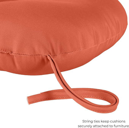 15 x 15 Round Bistro Chair Cushion, Reversible Patio Seat Cushion with Attached Ties, Polyester Fabric, Recycled Polyfiber Fill, Set of 2 - Rust