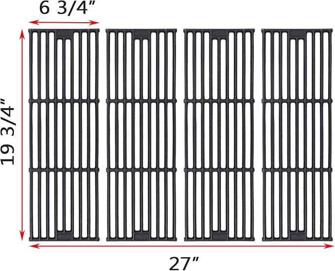 GGC 19 3/4" Grill Grates for Chargriller 3001, 5050, 3008, 3030, 3725, 4000, 5252, King Griller 3008, 5252, 4 PCS Cast Iron Grill Grates Replacement for Char griller Grills