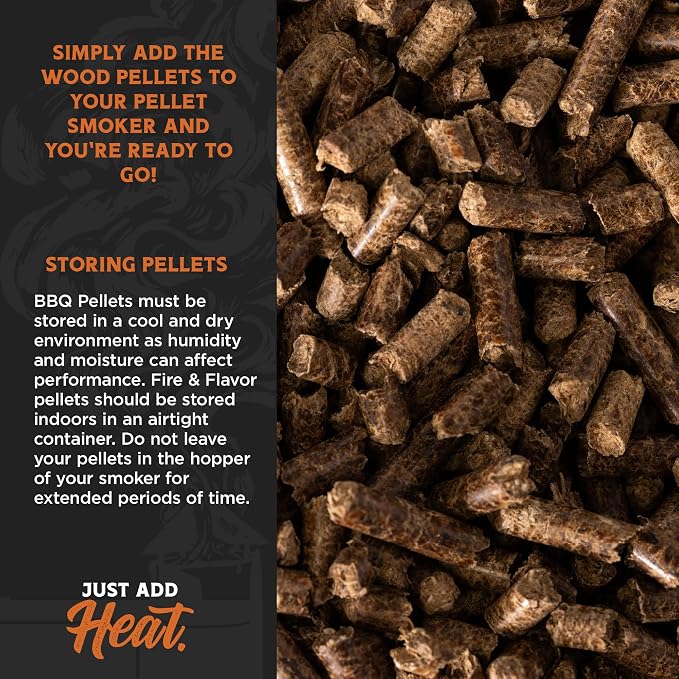 Fire & Flavor Premium All Natural Hardwood Pellets for Smokers and Pellet Grills - 100% Natural Hickory Wood Pellets for Smoking, BBQ, Roasting, and Baking - 20 Lb. Bag